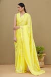 Shagun Manchanda_Yellow Soft Natural Cotton Mul Gota Embroidered Saree  _Online_at_Aza_Fashions