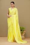 Buy_Shagun Manchanda_Yellow Soft Natural Cotton Mul Gota Embroidered Saree  _Online_at_Aza_Fashions