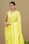 Shop_Shagun Manchanda_Yellow Soft Natural Cotton Mul Gota Embroidered Saree  _Online_at_Aza_Fashions