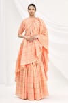 Buy_Shagun Manchanda_Peach Soft Natural Cotton Mul Gota Embroidered Saree  _Online_at_Aza_Fashions