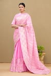 Buy_Shagun Manchanda_Pink Soft Natural Cotton Mul Gota Embroidered Saree  _at_Aza_Fashions