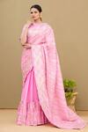 Shagun Manchanda_Pink Soft Natural Cotton Mul Gota Embroidered Saree  _Online_at_Aza_Fashions