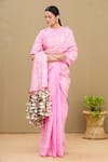 Shagun Manchanda_Pink Soft Natural Cotton Mul Gota Embroidered Saree  _Online_at_Aza_Fashions