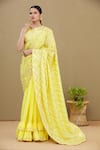 Buy_Shagun Manchanda_Yellow Soft Natural Cotton Mul Gota Embroidered Saree  _at_Aza_Fashions