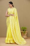 Shagun Manchanda_Yellow Soft Natural Cotton Mul Gota Embroidered Saree  _Online_at_Aza_Fashions