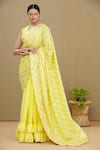 Buy_Shagun Manchanda_Yellow Soft Natural Cotton Mul Gota Embroidered Saree  _Online_at_Aza_Fashions