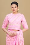 Buy_Shagun Manchanda_Pink Soft Natural Cotton Mul Embroidery Round Gota Blouse _at_Aza_Fashions