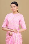 Shagun Manchanda_Pink Soft Natural Cotton Mul Embroidery Round Gota Blouse _Online_at_Aza_Fashions