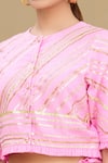 Shop_Shagun Manchanda_Pink Soft Natural Cotton Mul Embroidery Round Gota Blouse _Online_at_Aza_Fashions