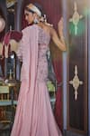 Shop_Label Sanya Gulati_Pink Georgette Asymmetric One Shoulder Kurta Lehenga Set _at_Aza_Fashions