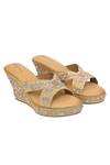 Buy_Kkarma Accessories_Gold Embroidery Arth Floral Platform Wedges _at_Aza_Fashions