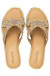 Shop_Kkarma Accessories_Gold Embroidery Arth Floral Platform Wedges _at_Aza_Fashions