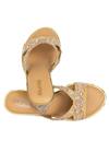 Kkarma Accessories_Gold Embroidery Arth Floral Platform Wedges _Online_at_Aza_Fashions