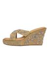 Buy_Kkarma Accessories_Gold Embroidery Arth Floral Platform Wedges _Online_at_Aza_Fashions