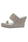 Buy_Kkarma Accessories_Gray Embroidery Grey Platform Wedges _Online_at_Aza_Fashions