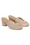 Buy_Kkarma Accessories_Pink Beads, Sequins Riwaayat Block Heel Mules _at_Aza_Fashions