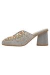 Buy_Kkarma Accessories_Grey Embroidery Riwaayat Block Heel Mules _Online_at_Aza_Fashions