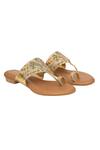 Buy Kkarma Accessories Gold Embroidery Mor Kolhapuri Sandals at Aza Fashions Buy_Kkarma Accessories_Gold Embroidery Mor Kolhapuri Sandals _at_Aza_Fashions