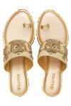 Shop Kkarma Accessories Gold Embroidery Dolki Wedges at Aza Fashions Shop_Kkarma Accessories_Gold Embroidery Dolki Wedges _at_Aza_Fashions