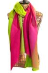 Buy_Pashma_Pink Colorblock Frayed Scarf _at_Aza_Fashions