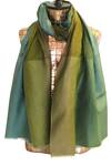 Buy_Pashma_Green Colorblock Frayed Scarf _at_Aza_Fashions