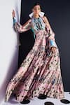 Buy_Limerick by Abirr N' Nanki_Pink Crepe Round Floral Print Tiered Maxi Dress _at_Aza_Fashions