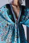 Buy Limerick By Abirr N' Nanki Blue Crepe V Neck Printed Kaftan Dress Online at Aza Fashions Buy_Limerick By Abirr N' Nanki_Blue Crepe V Neck Printed Kaftan Dress_Online_at_Aza_Fashions