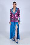 Buy_Limerick by Abirr N' Nanki_Blue Silk Draped Slit Skirt_at_Aza_Fashions