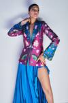 Limerick by Abirr N' Nanki_Blue Silk Draped Slit Skirt_Online_at_Aza_Fashions