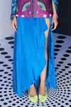 Shop_Limerick by Abirr N' Nanki_Blue Silk Draped Slit Skirt_Online_at_Aza_Fashions
