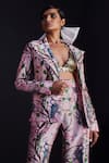 Buy_Limerick By Abirr N' Nanki_Pink Lapel Floral Print Jacket_at_Aza_Fashions