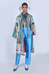 Buy_Limerick by Abirr N' Nanki_Blue Lapel Printed Long Jacket _Online_at_Aza_Fashions