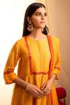 Buy Priti Prashant Orange Handwoven Tissue Stripes, Chanderi Silk Flared Kurta And Pant Set Online at Aza Fashions Buy_Priti Prashant_Orange Handwoven Tissue Stripes, Chanderi Silk Flared Kurta And Pant Set _Online_at_Aza_Fashions