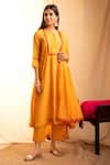 Buy Priti Prashant Orange Handwoven Tissue Stripes, Chanderi Round Flared Kurta Set at Aza Fashions Buy_Priti Prashant_Orange Handwoven Tissue Stripes, Chanderi Round Flared Kurta Set _at_Aza_Fashions