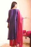Shop Priti Prashant Purple Handwoven Tissue Stripes, Chanderi Notched Anarkali Set at Aza Fashions Shop_Priti Prashant_Purple Handwoven Tissue Stripes, Chanderi Notched Anarkali Set _at_Aza_Fashions