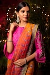 Shop_Priti Prashant_Orange Handwoven Sheer Silk Round Saree  _at_Aza_Fashions