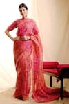 Buy_Priti Prashant_Red Handwoven Sheer Silk Straight Saree _at_Aza_Fashions