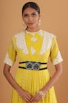 Buy_Ek Soot_Yellow Georgette Round Printed Jacket And Kurta Set  _Online_at_Aza_Fashions