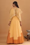 Shop_Ek Soot_Yellow Crepe Round Embroidered Cape And Lehenga Set _at_Aza_Fashions