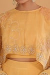 Shop_Ek Soot_Yellow Crepe Round Embroidered Cape And Lehenga Set _Online_at_Aza_Fashions