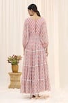 Shop_Samyukta Singhania_Pink Chiffon Sweetheart Neck Printed Maxi Dress _at_Aza_Fashions