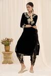 Buy_Samyukta Singhania_Black Cotton Tassels, Embroidery Printed Dhoti Pant_at_Aza_Fashions