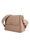 The Leather Garden_Beige Embroidered Geranium Flap Sling Bag _Online_at_Aza_Fashions