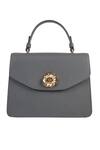 Buy_The Leather Garden_Grey Embroidered Aster Flap Sling Bag _Online_at_Aza_Fashions