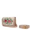 The Leather Garden_Beige Embroidery Diya Floral Flap Bag With Sling _Online_at_Aza_Fashions