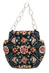 Buy_The Leather Garden_Black Embroidery Esra Velvet Bag _Online_at_Aza_Fashions