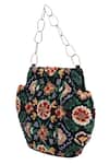 The Leather Garden_Black Embroidery Esra Velvet Bag _Online_at_Aza_Fashions