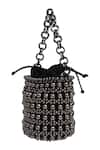 Shop_The Leather Garden_Black Beads Mariam Bucket Bag _at_Aza_Fashions