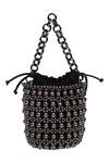 The Leather Garden_Black Beads Mariam Bucket Bag _Online_at_Aza_Fashions
