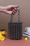 Buy_The Leather Garden_Black Beads Mariam Bucket Bag _Online_at_Aza_Fashions